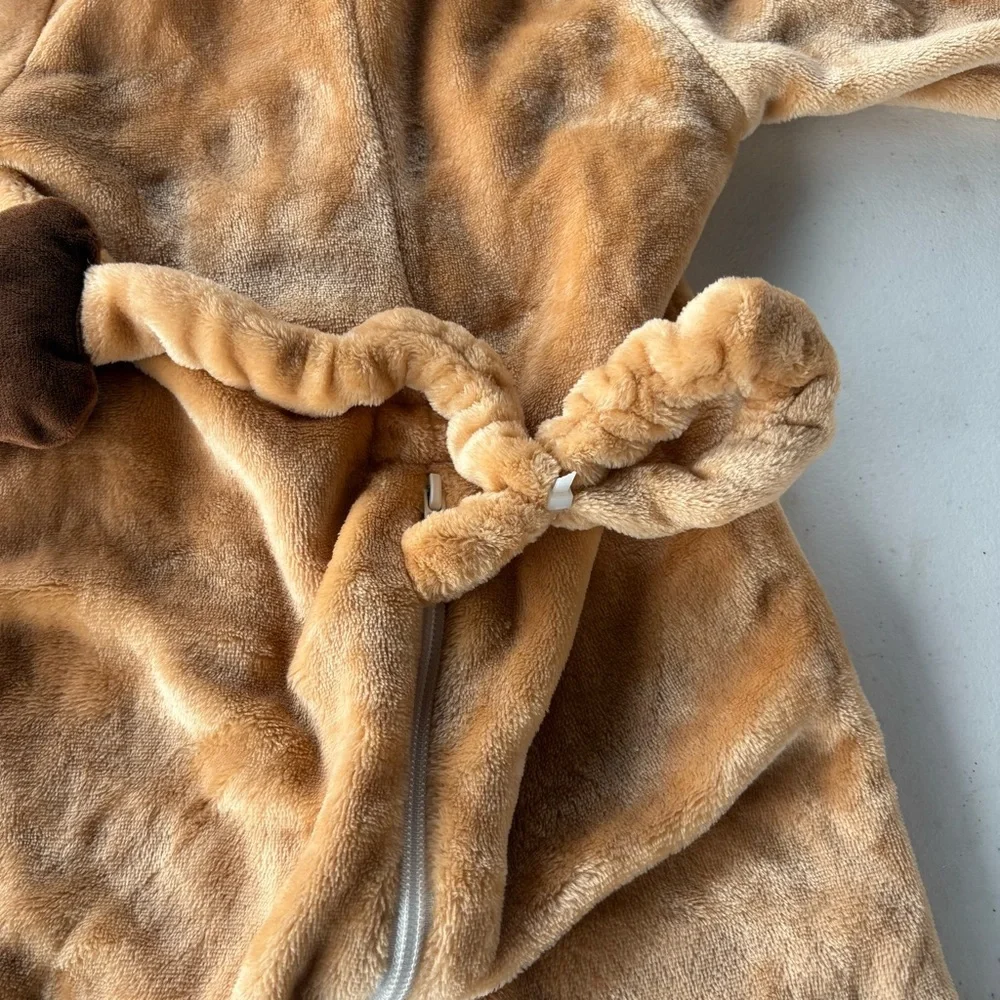 Lion Costume Toddler Plush Hooded Jumpsuit Zip Front Brown Size 80/48 12 18 mo